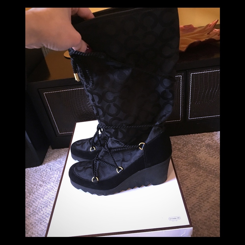Coach Black Logo Maisy Boots Size 9.5M